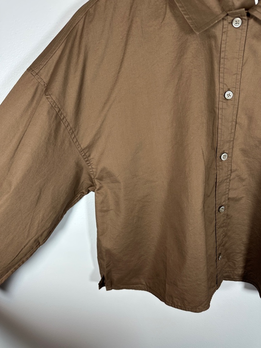 Everlane The Woven PJ Top Cropped Chestnut Size Medium NWOT - Picture 6 of 9